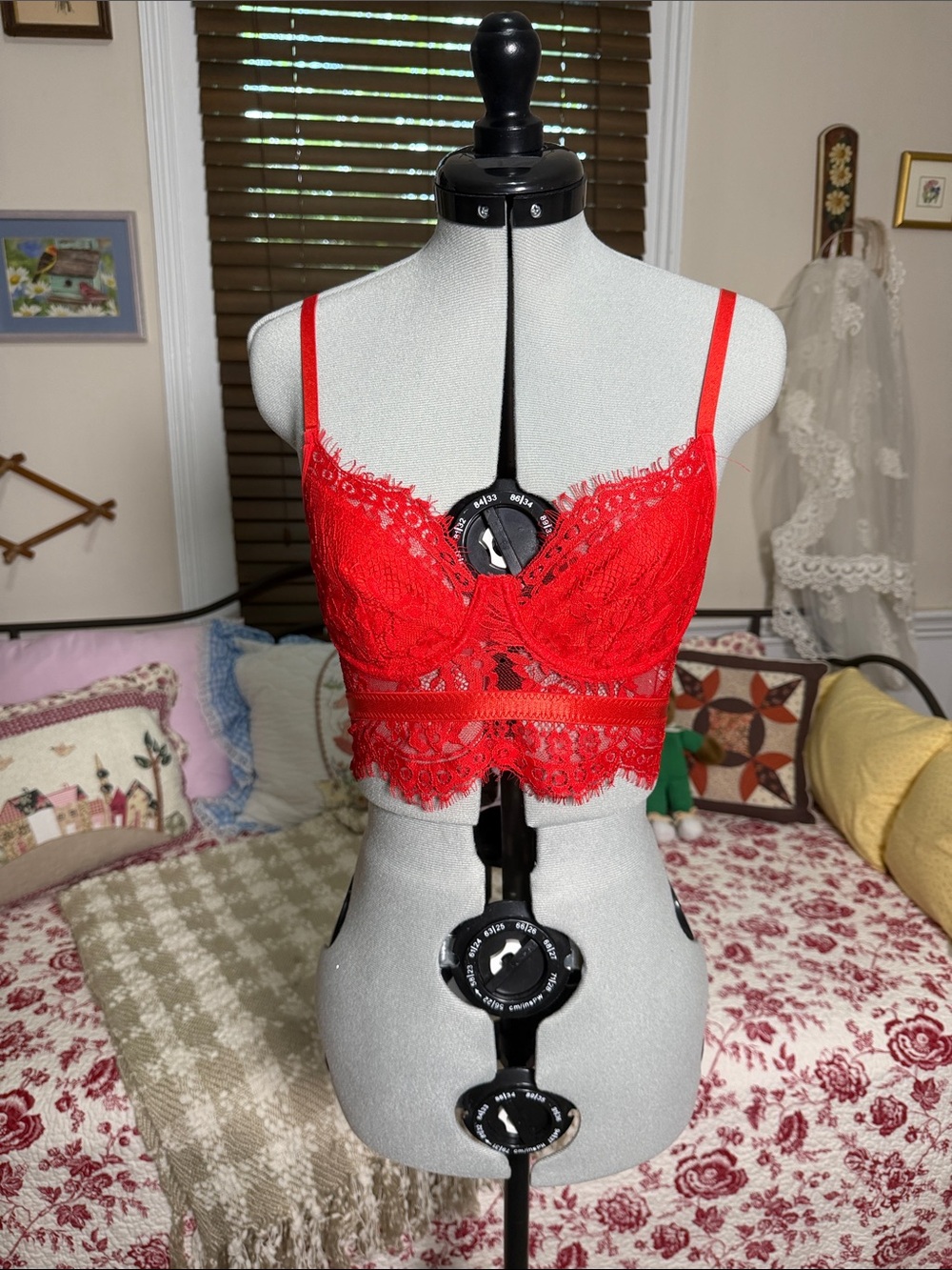 Red Lace Longline Bralette - Women Intimates